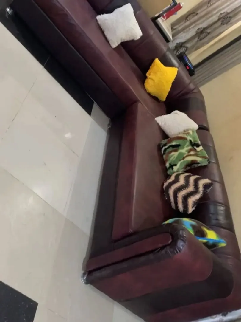 Leather L-shaped sofa set (slight defects)